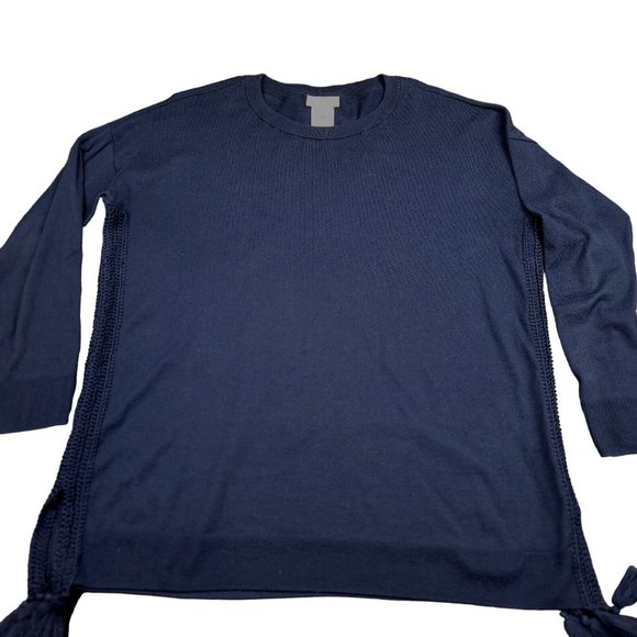 Lilly Pulitzer Sweaters - Lilly Pulitzer Womens S Sweater Damara Crochet Accent‎ Tassel Navy Oversized